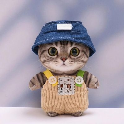 10 cm, 17 cm, 38 cm, Trendy Dolls Change Clothes, Casual and Cute Suits (Mini Button Khaki Overalls Hat Set (10cm))