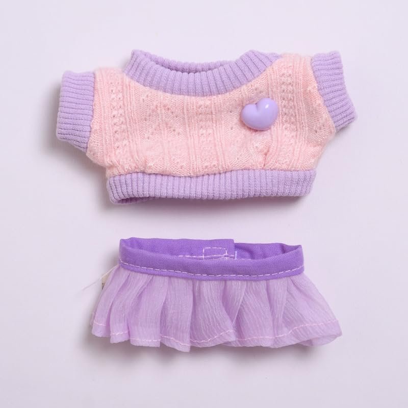 10 cm, 17 cm, 38 cm, Trendy Dolls Change Clothes, Casual and Cute Suits (Pink Sweater Love Purple Skirt)