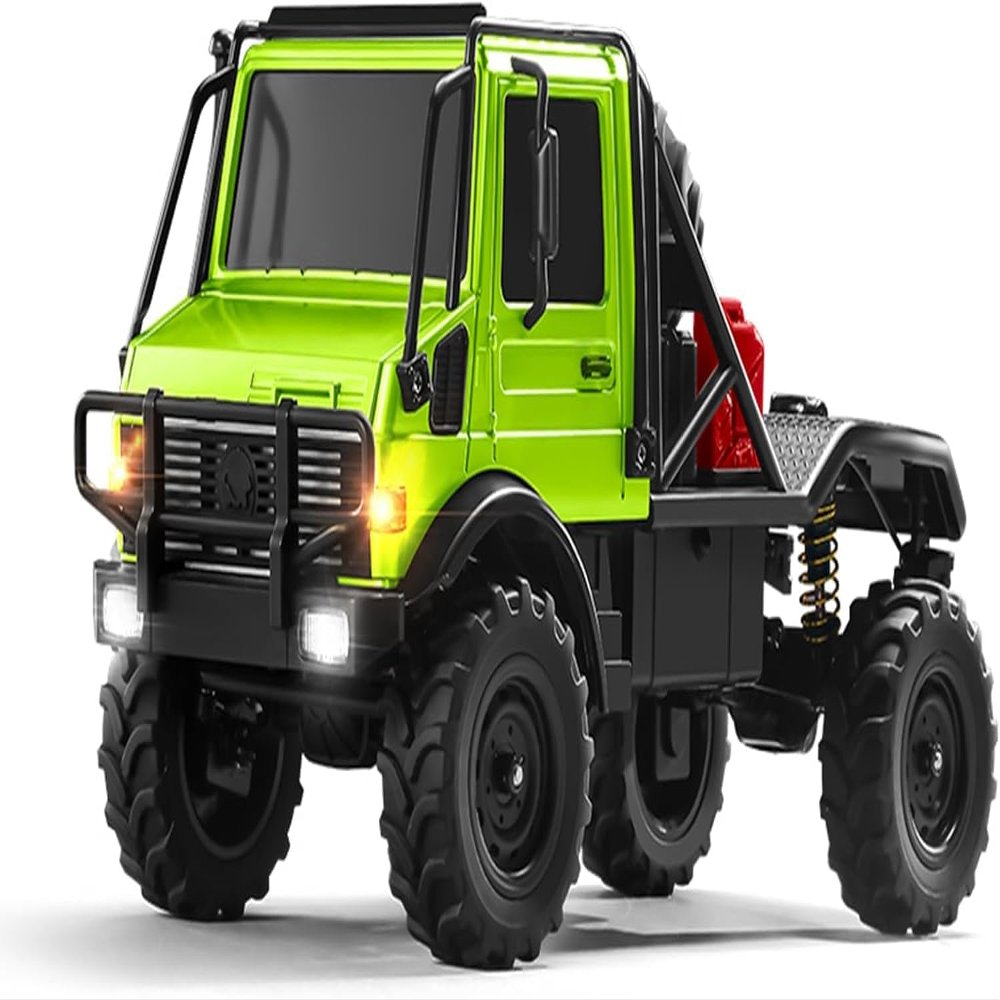 MN-333 1/18 Semi-Truck RC Crawler, Unimog U4000 4WD Full Scale Off Road RC Rock Crawler, 4x4 RC Car RTF Alloy Climing Vehicle for Hobby Gifts