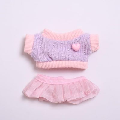 10 cm, 17 cm, 38 cm, Trendy Dolls Change Clothes, Casual and Cute Suits (Purple Sweater Love Pink Skirt)