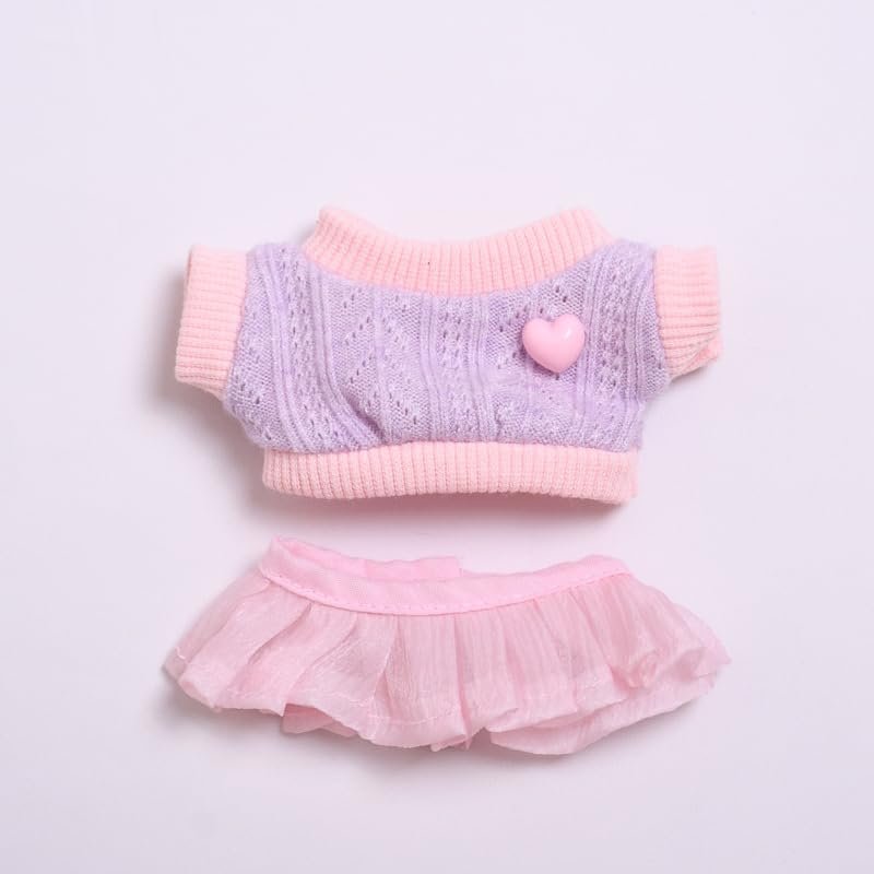 10 cm, 17 cm, 38 cm, Trendy Dolls Change Clothes, Casual and Cute Suits (Purple Sweater Love Pink Skirt)