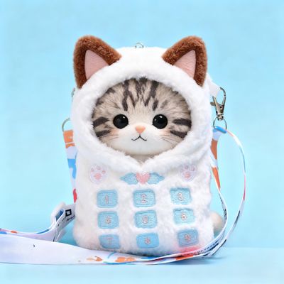 10 cm, 17 cm, 38 cm, Trendy Dolls Change Clothes, Casual and Cute Suits (White Kitten Messenger Bag)