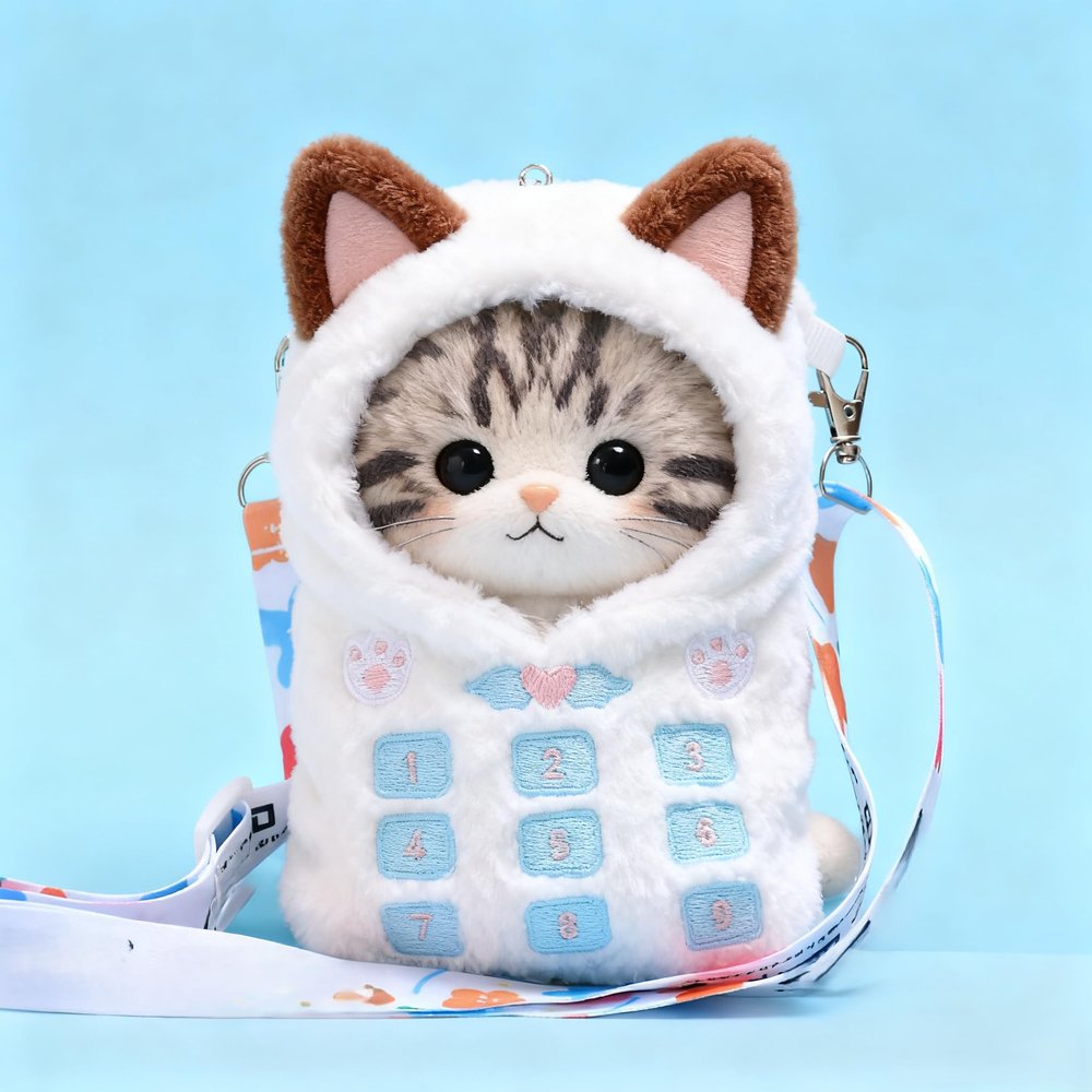 10 cm, 17 cm, 38 cm, Trendy Dolls Change Clothes, Casual and Cute Suits (White Kitten Messenger Bag)