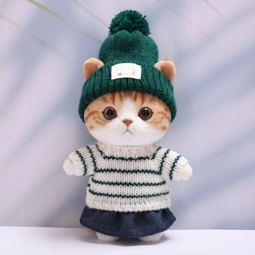 10 cm, 17 cm, 38 cm, Trendy Dolls Change Clothes, Casual and Cute Suits (Green Striped Sweater Hat Set (10cm))