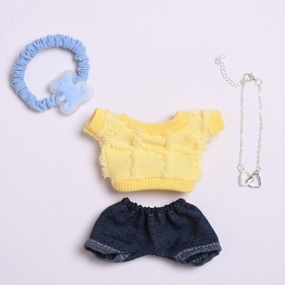 10 cm, 17 cm, 38 cm, Trendy Dolls Change Clothes, Casual and Cute Suits (Yellow T-Shirt Set)