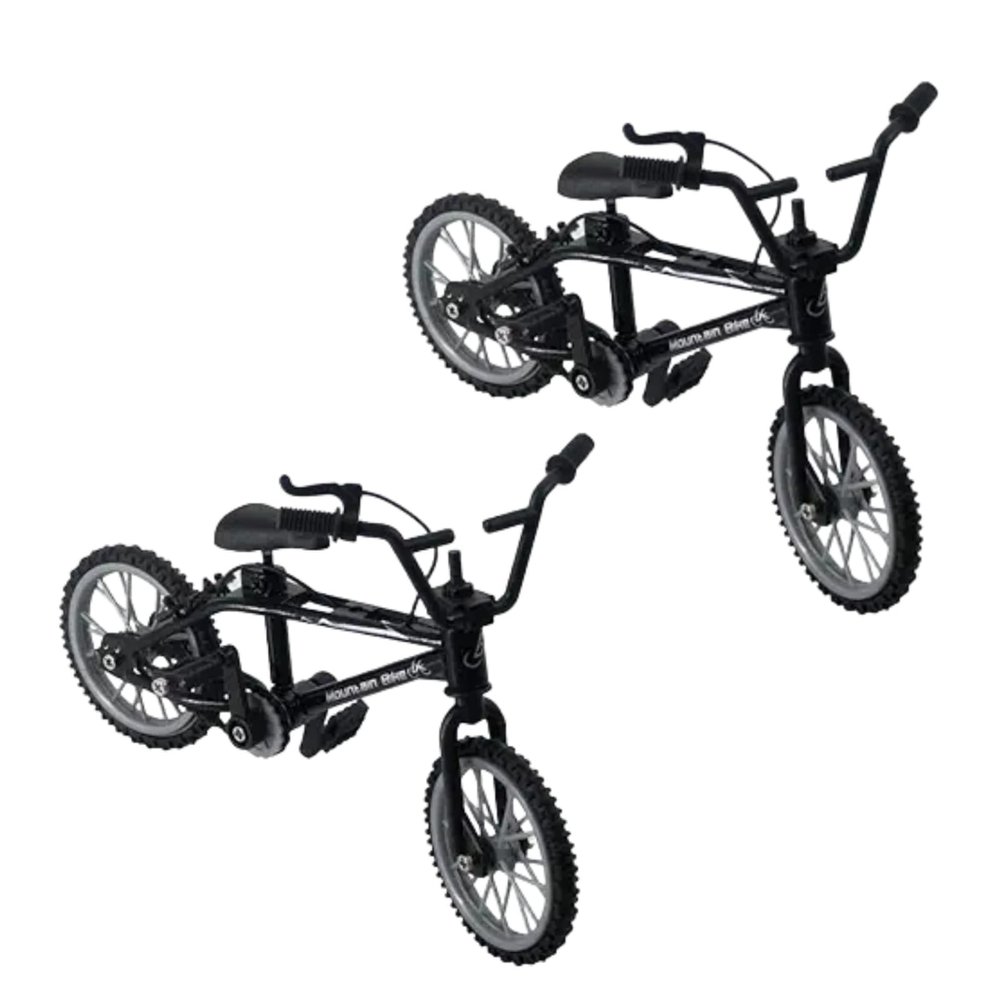 ydzqdxzz 2Pcs Black 1/18 Finger Bike Action Figure Toy,Mini Finger Mountain Bike Model Art Crafts Desktop Decor