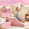 Costzon Climbing Toys for Toddlers, 3 Pieces Crocodile Foam Climbing Blocks w/Removable Velvet Covers for Baby Sliding, Crawling & Playing, Convertible Kids Play Couch Indoor for Playroom (Pink) view 2