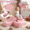 Costzon Climbing Toys for Toddlers, 3 Pieces Crocodile Foam Climbing Blocks w/Removable Velvet Covers for Baby Sliding, Crawling & Playing, Convertible Kids Play Couch Indoor for Playroom (Pink) view 3