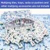 4 Pcs Empty Mahjong Bags Set Mahjong Tile Bag with Handle Thickened Blue Printed Mahjong Carrying Bag with Tiles Bag and Racks Drawstring Bag and Coin Purse for Travel Party Game (Without Mahjong Mat) view 3