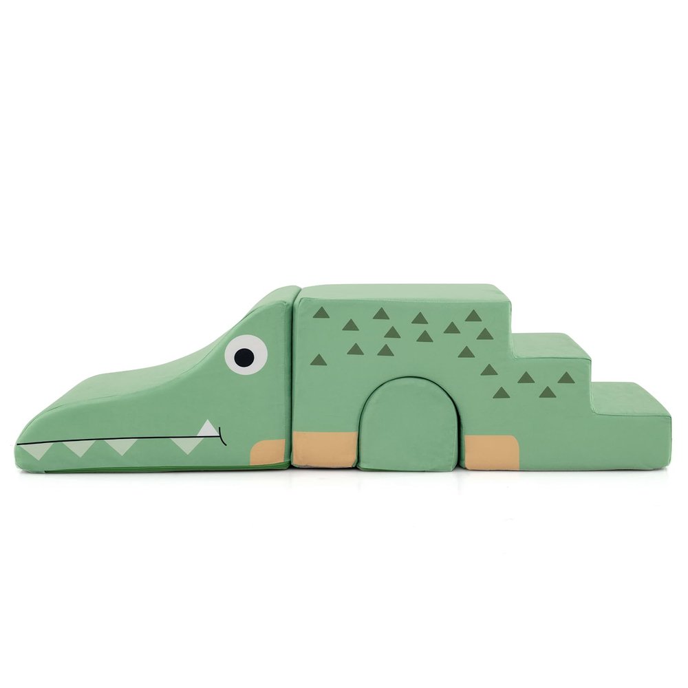 HONEY JOY Toddler Climbing Toys Indoor, 3-Piece Crocodile Foam Climbing Blocks, Modular Crawling & Sliding Activity Play Set, Baby Gym Equipment Playground, Soft Play Climbing for Toddlers (Green)