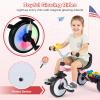 BABY JOY Toddler Bike, Folding Kids Tricycle w/Glowing Wheels, Flag, 3-Position Seat, Storage Basket & Squeaky Duck, Baby Trike Balance Bike for 1-3 Years Old Boys Girls Outdoor Play (Pink) view 4