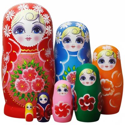 DAGLLGEW Russian Nesting Dolls Set of 7 Sunflower Print Wood Matryoshka Doll for Kids, Adults Russian Dolls Matryoshka Doll Nesting