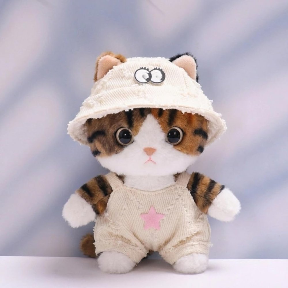 10 cm, 17 cm, 38 cm, Trendy Dolls Change Clothes, Casual and Cute Suits (Beige hat Overalls Set (10cm))