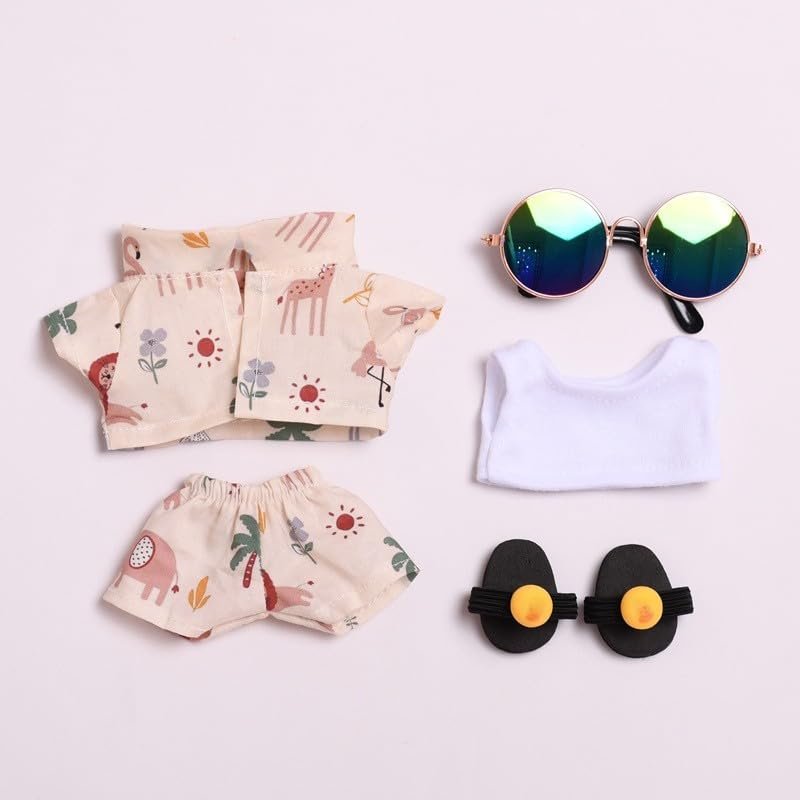 10 cm, 17 cm, 38 cm, Trendy Dolls Change Clothes, Casual and Cute Suits (Off-White Beach Suit Five-Piece Set)