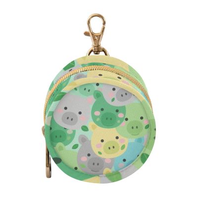 Cartoon Cute Pig Green Newborned Boy Pacifier Holder Case with Zipper and Clip Coin Purse Wallet Bag, Small Item Storage pouching