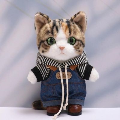10 cm, 17 cm, 38 cm, Trendy Dolls Change Clothes, Casual and Cute Suits (Denim Overalls Black Striped Hoodie Set)