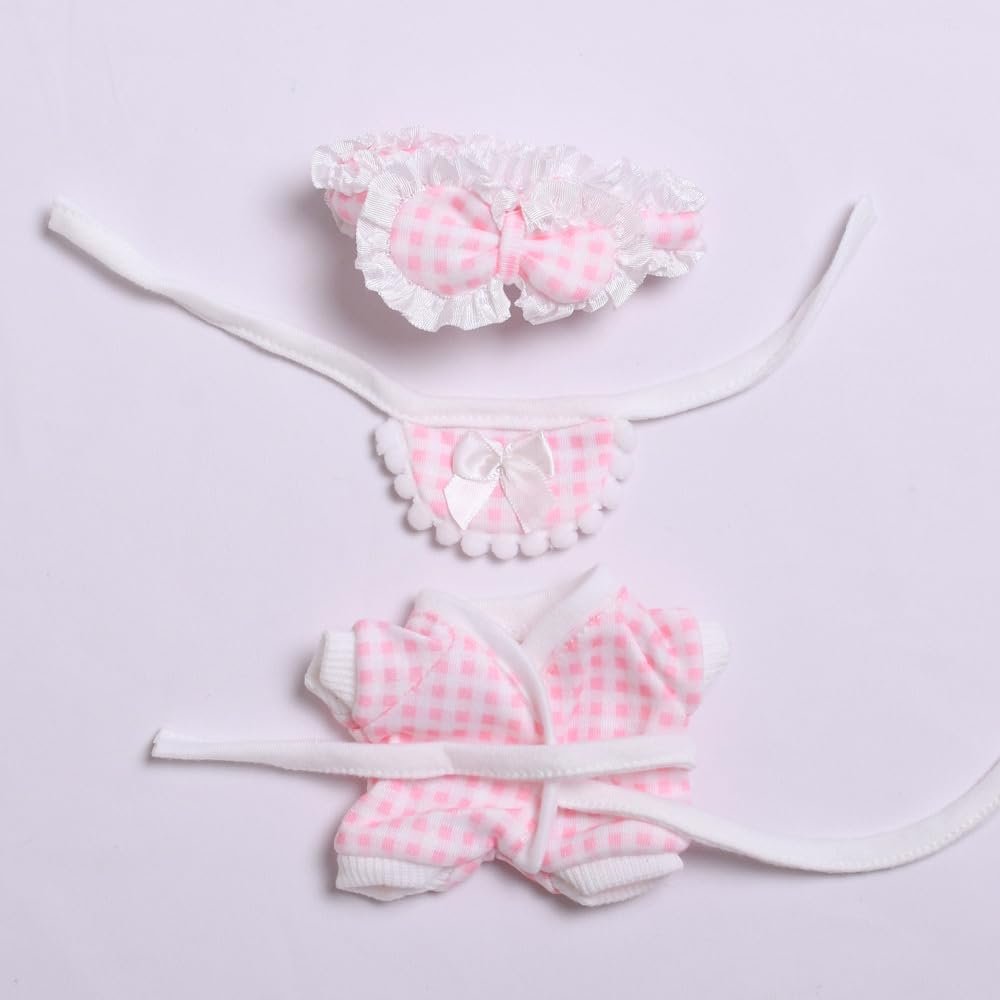 10 cm, 17 cm, 38 cm, Trendy Dolls Change Clothes, Casual and Cute Suits (Pink Plaid Pajamas Three-Piece Set)