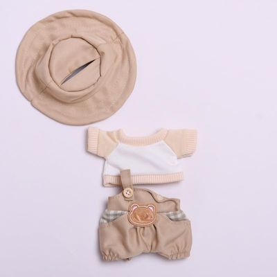 10 cm, 17 cm, 38 cm, Trendy Dolls Change Clothes, Casual and Cute Suits (Bear Khaki Shoulder Overalls Set)