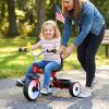 BABY JOY Toddler Bike, Folding Kids Tricycle w/Glowing Wheels, Flag, 3-Position Seat, Storage Basket & Squeaky Duck, Baby Trike Balance Bike for 1-3 Years Old Boys Girls Outdoor Play (Red) view 2