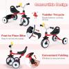 BABY JOY Toddler Bike, Folding Kids Tricycle w/Glowing Wheels, Flag, 3-Position Seat, Storage Basket & Squeaky Duck, Baby Trike Balance Bike for 1-3 Years Old Boys Girls Outdoor Play (Red) view 3