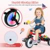 BABY JOY Toddler Bike, Folding Kids Tricycle w/Glowing Wheels, Flag, 3-Position Seat, Storage Basket & Squeaky Duck, Baby Trike Balance Bike for 1-3 Years Old Boys Girls Outdoor Play (Red) view 4