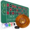 iEsstros Roulette Wheel Set for Adults with Rubber Roulette Table Mat 35" x 16" Wood Roulette Wheel 20 Inch 100 Poker Chips Set Win Mark Dealer Button-Green view 1