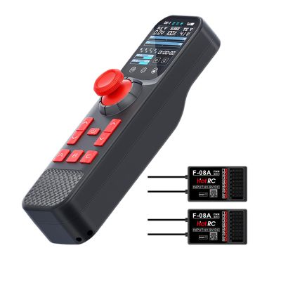 HotRC DS800 8 Channel RC Transmitter and Receiver, 2.4GHz FHSS Radio Controller w/ 2.0" Color Touch Screen Voltage Telemetry Cruise Control 4-Wheel Steering for RC Car Boat Tank (w/2 Receiver)