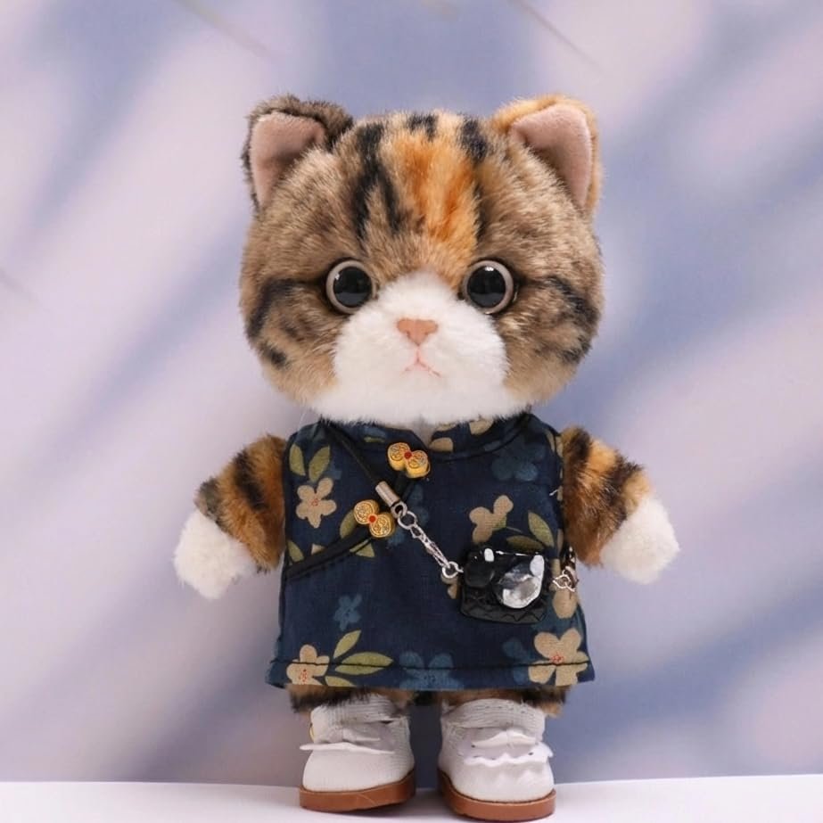 10 cm, 17 cm, 38 cm, Trendy Dolls Change Clothes, Casual and Cute Suits (Dark Blue Flower Cheongsam Set)