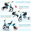 BABY JOY Toddler Bike, Folding Kids Tricycle w/Glowing Wheels, Flag, 3-Position Seat, Storage Basket & Squeaky Duck, Baby Trike Balance Bike for 1-3 Years Old Boys Girls Outdoor Play (Blue) view 3