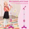 Kids Microphone Toy, Girls Karaoke Machine Microphone with Stand, Adjustable Height Kids Karaoke Microphones for Christmas and Birthday Girls and Boys view 4