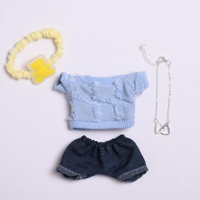 10 cm, 17 cm, 38 cm, Trendy Dolls Change Clothes, Casual and Cute Suits (Blue T-Shirt Set)