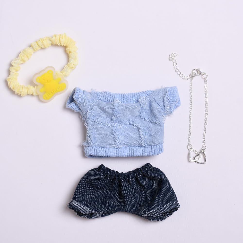 10 cm, 17 cm, 38 cm, Trendy Dolls Change Clothes, Casual and Cute Suits (Blue T-Shirt Set)