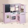 Play Corner Kitchen, Ultimate Interactive Wooden Kids Playset with Light, Light, Montessori Pretend Play Toys, Kids Cooking Playset for Girls & Boys Ages 3+(Pink) view 2