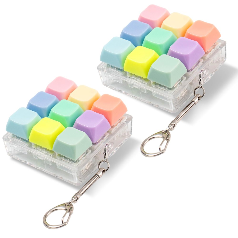 2 Pcs Creamy Keyboard Fidget Toy, 9 Keys Cute Clicker Keyboard Fidget for Adults Relieve Stress and Anxiety Decompression Green Keyboard Fidget Keychain