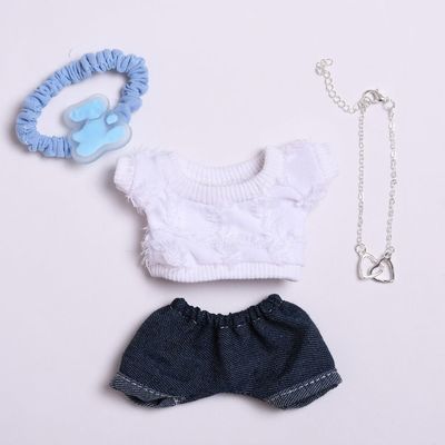 10 cm, 17 cm, 38 cm, Trendy Dolls Change Clothes, Casual and Cute Suits (White Hair T-Shirt Set)