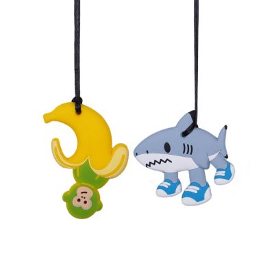 2 Pcs Silicone Sensory Chew Necklace Toy for Boys and Girls,Chewy Necklace for Kids with Autism, ADHD,Oral Motor,Biting Needs,Reduce Anxiety Fidgeting (Italian Brainrot)