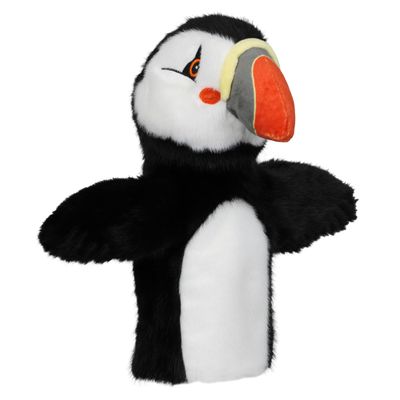 The Puppet Company Puffin Hand Puppet - Eye-catching black and white plush with bright orange beak, perfect for storytelling, imaginative play and friendly