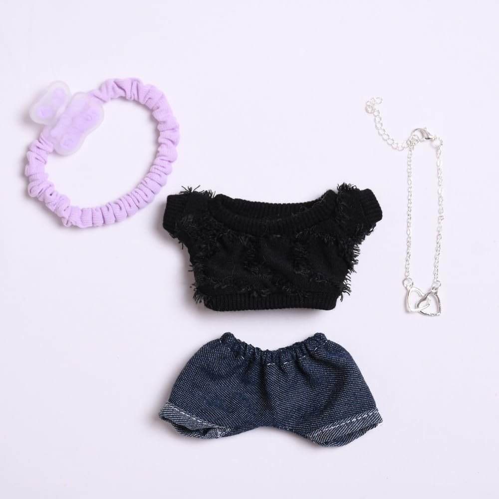 10 cm, 17 cm, 38 cm, Trendy Dolls Change Clothes, Casual and Cute Suits (Black Mao Mao T-Shirt Set)