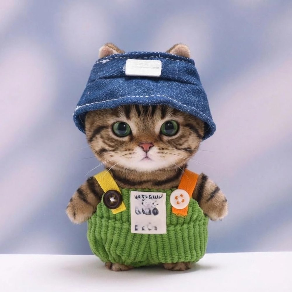 10 cm, 17 cm, 38 cm, Trendy Dolls Change Clothes, Casual and Cute Suits (Mini Button Green Overalls Hat Set (10cm))