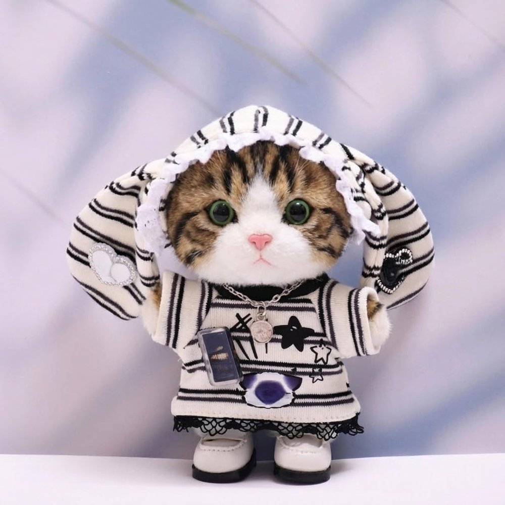 10 cm, 17 cm, 38 cm, Trendy Dolls Change Clothes, Casual and Cute Suits (Cat Stripe Set (10cm))