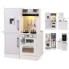 Costzon Dual-Sided Kids Kitchen Playset, Wooden Toddler Play Toy w/Real Lights & Sounds, Dispenser, Range Hood, Storage, Microwave & Cookware Utensils, Pretend Play Kitchen for Kids 3+ Years (White) view 1