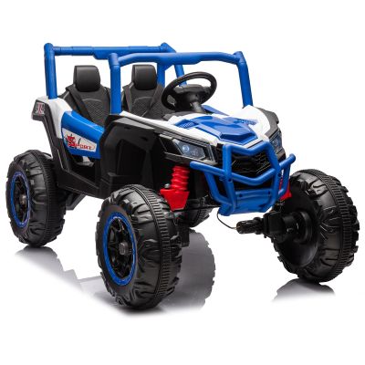 24V Kids UTV with Remote Control, 4WD/2WD Switchable Off-Road Electric Ride on Car, 2 Seater 4 Wheeler Truck with Spring Suspension, All Terrain Toy Car Gift for Boys Girls 3-8 Years
