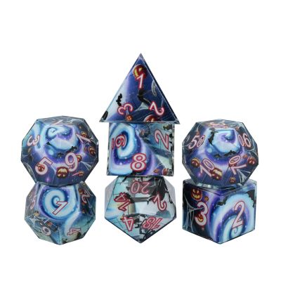 7PCS RPG Dice Set, Premium Resin Polyhedral Dice with Cyclone Pumpkin Bat Design, Complete Tabletop RPG Dice, Ideal Gaming Gift(Cyclone)