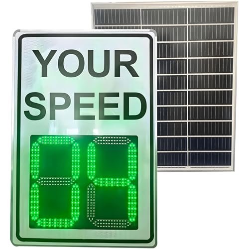 Solar Powered Speed Limit Radar Sign - Rust Prevention Aluminum, 3-Digit Digital Speed Detector for Streets & Neighborhoods, 27"x20" - Enhance Safety & Traffic Control