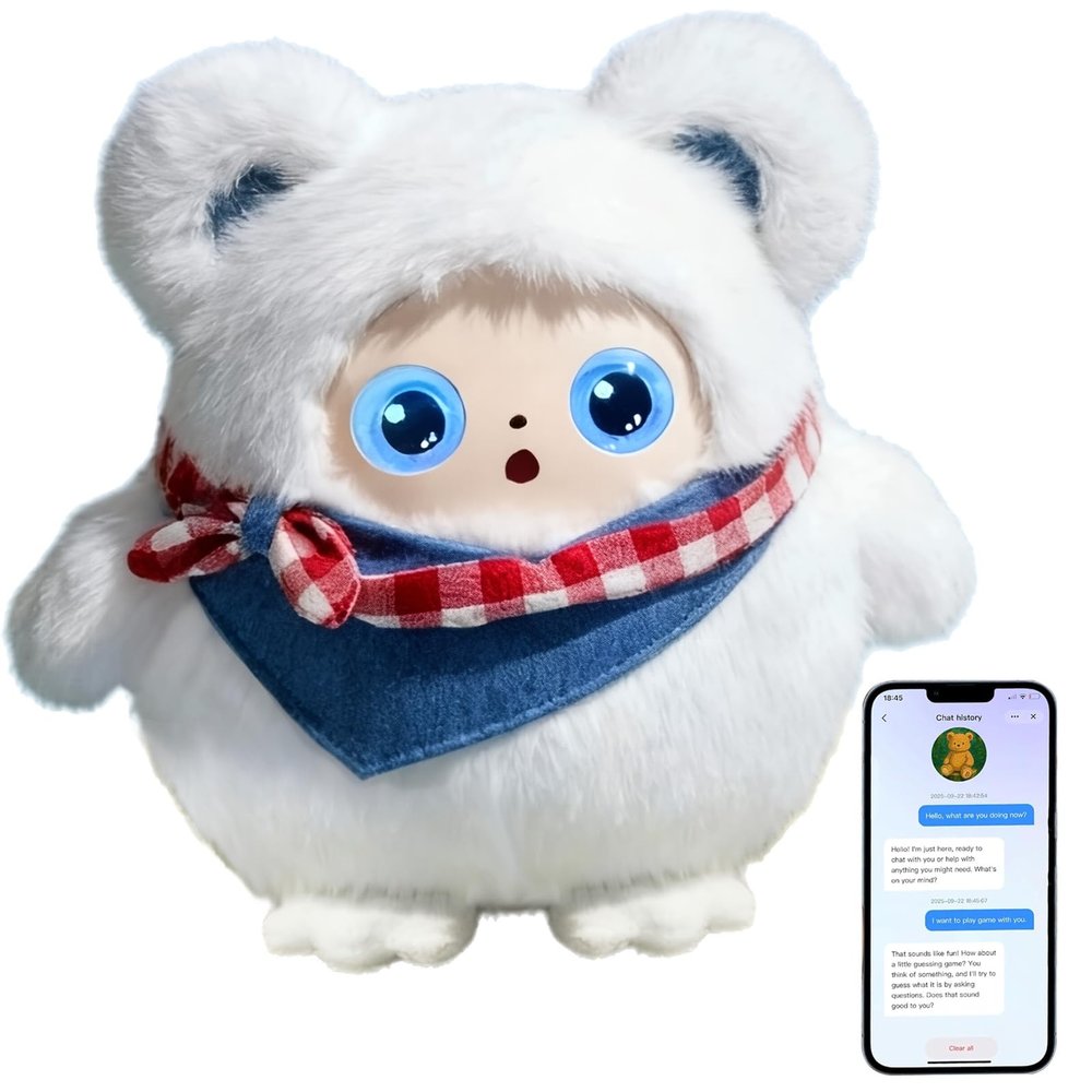 QQCHGOL AI Intelligent Interactive Plush Toy ChatGPT, with Vibration/Tactile Perception and Children's Emotions, multilingual Companions, Interactive Games, Memory Training,Control App (Azure)