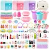 118Pcs Dollhouse Mini Jewelry Storage Case Cosmetic Hand Bag Towel Bathroom Set Accessories Toothbrush Shampoo Purse Decor Doll Backpack Girl Micro Scene Ature Makeup Shoes Glasses Money Mask DIY view 1