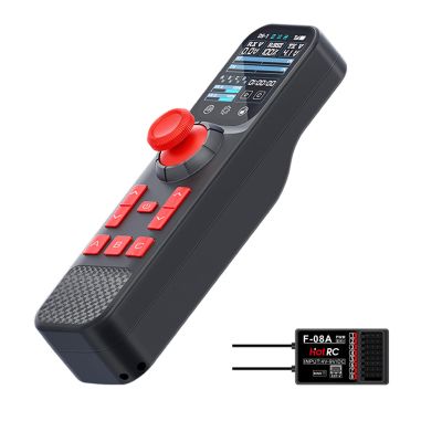HotRC DS800 8 Channel RC Transmitter and Receiver, 2.4GHz FHSS Radio Controller w/ 2.0" Color Touch Screen Voltage Telemetry Cruise Control 4-Wheel Steering for RC Car Boat Tank (w/1 Receiver)