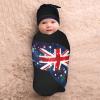 Patriotic Australian Hopping Kangaroo Australia Flag Baby Stuff Swaddle Blanket with Beanie Set, Soft Print Baby Blanket Swaddle Sack for Boy and Girl view 4