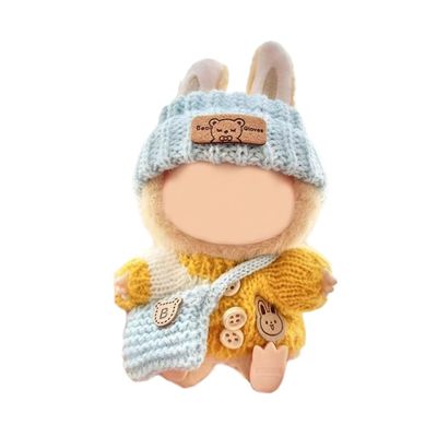 3Pieces Dolls Clothing Set with Knitted Sweater Hat and Bag for 17cm Pendant Dolls Outfit Display Dressingup