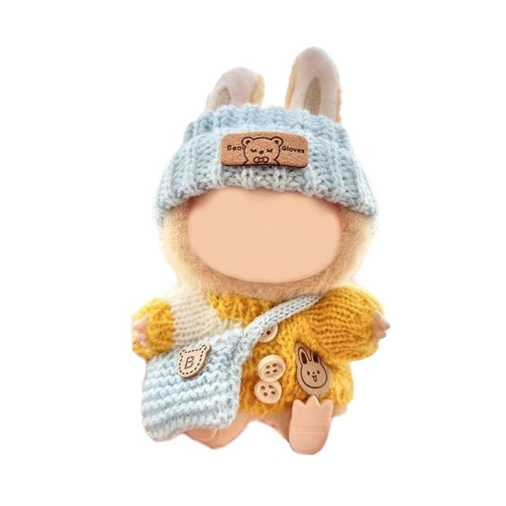 3Pieces Dolls Clothing Set with Knitted Sweater Hat and Bag for 17cm Pendant Dolls Outfit Display Dressingup